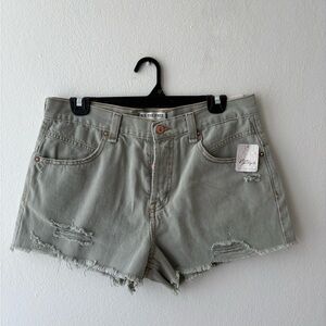 Free People We The Free Cutoff Denim Shorts Size 29 Sea Monster Green NWT
